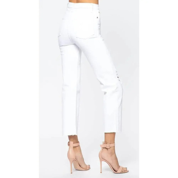 NWD Re/Done High Rise 70's Stove Pipe Distressed Jeans Size 26 White #BA406 - Picture 3 of 13